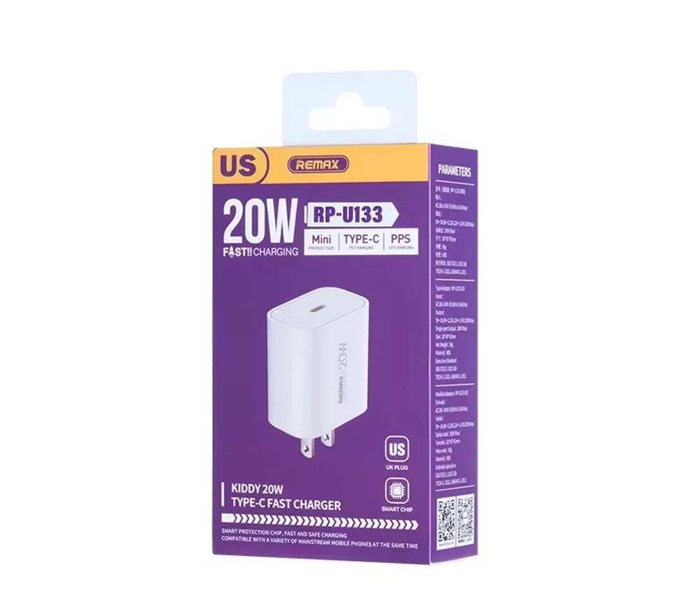 CARGADOR DE PARED REMAX KIDDY SERIES 20W RP-U133 BLANCO, REMAX.