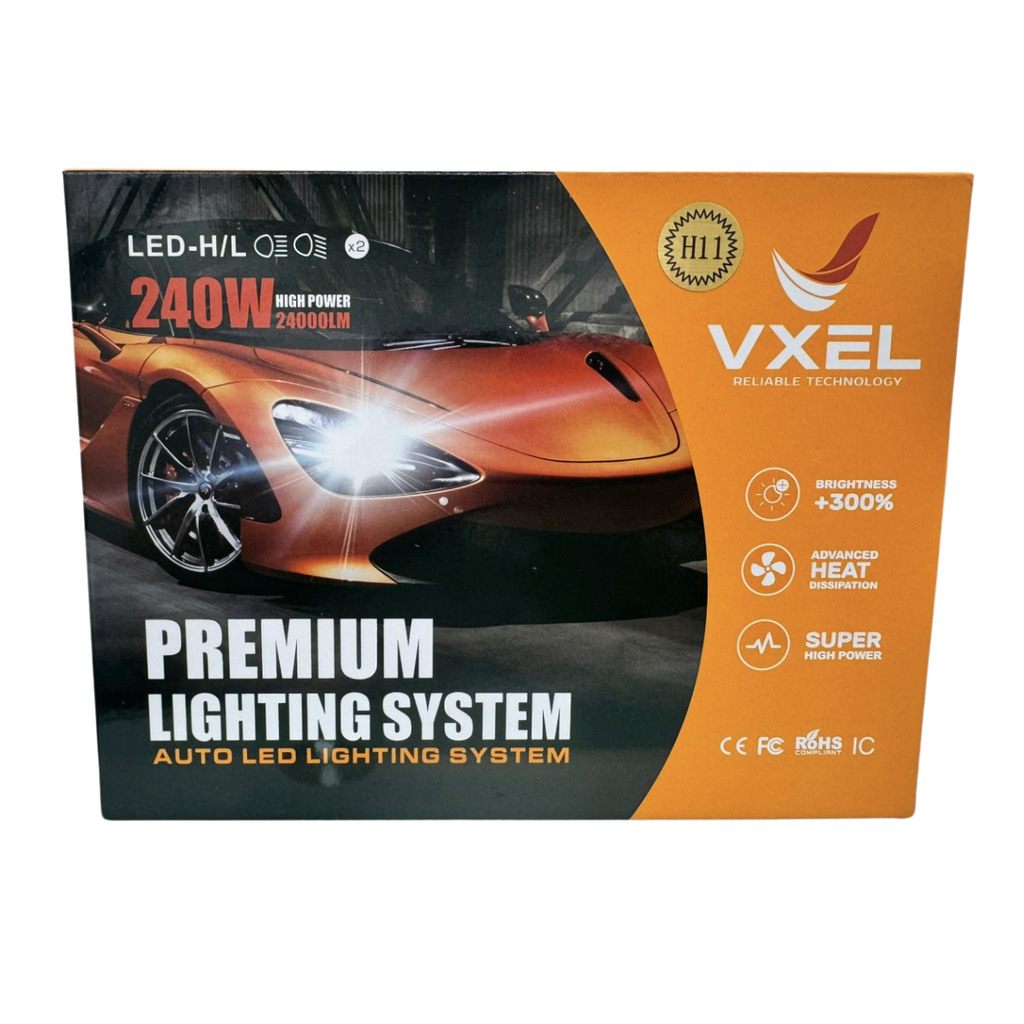 BOMBILLO LED MODELO H11, 6000K, 240 WATTS, VXEL.