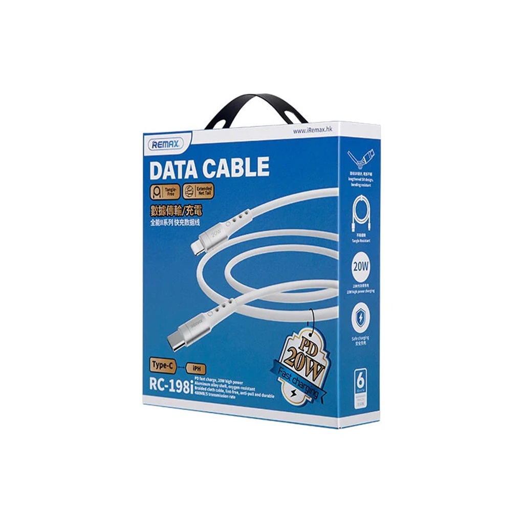 CABLE DE DATOS TIPO C A IPHONE , QC(1M), CHAINING 2 SERIES PD 20W REMAX RC-198I