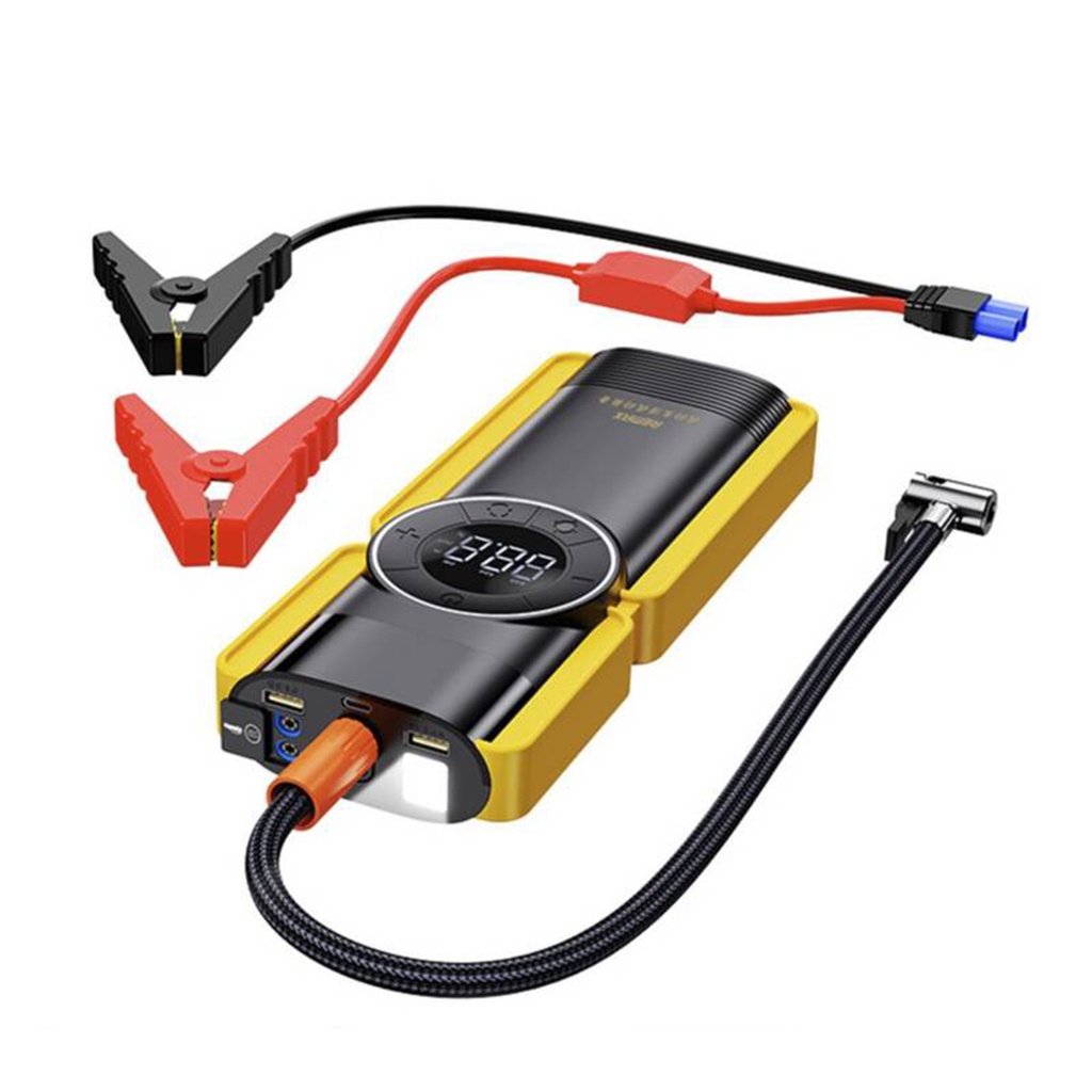 SERIE DE MOTORES PORTÁTILES MULTIFUNCIONALES CAR JUMP STARTER & AIR BOMBA 8000MAH, REMAX.