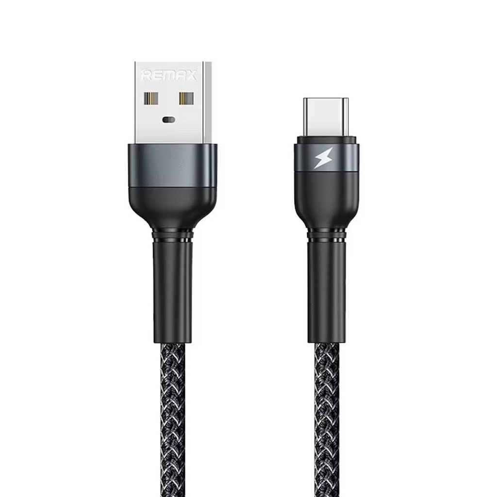 CABLE DE DATOS TYPCE-C 1M ,2.4A USB A USB-C / QC, REMAX RC-124A NEGRO.