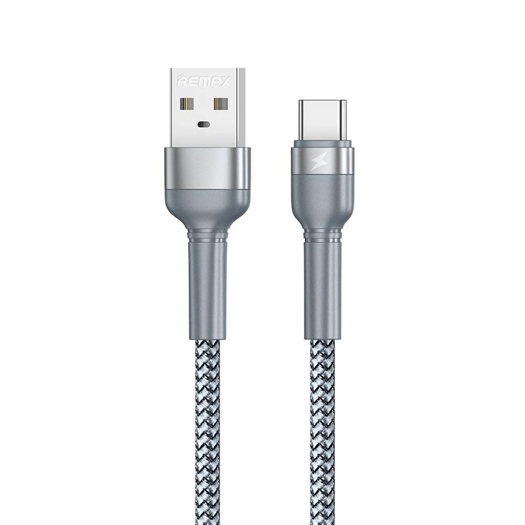 CABLE DE DATOS TYPCE-C 1M ,2.4A USB A USB-C / QC, REMAX RC-124A GRIS.