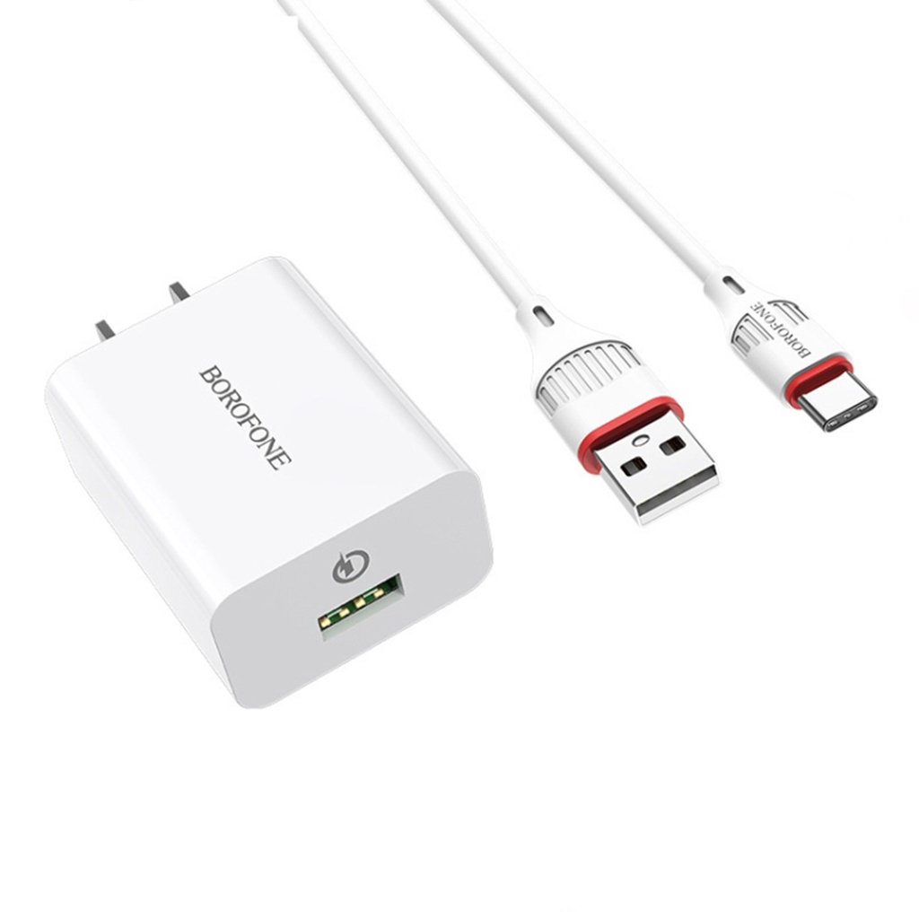 JUEGO DE CARGADOR BA21, PUERTO LARGO VIAJE  QC3.0 (TYPO-C),BOROFONE.