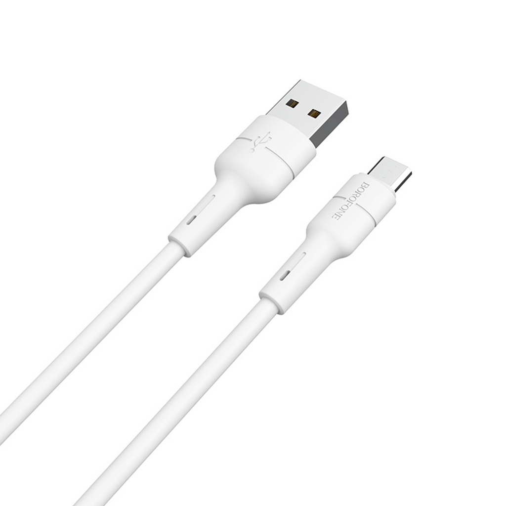 [BX30] CABLE DE DATOS DE CARGA DE SILICONA BX30, BLANCO, PARA MICRO, BOROFONE.
