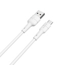 CABLE DE DATOS DE CARGA DE SILICONA BX30, BLANCO, PARA MICRO, BOROFONE.