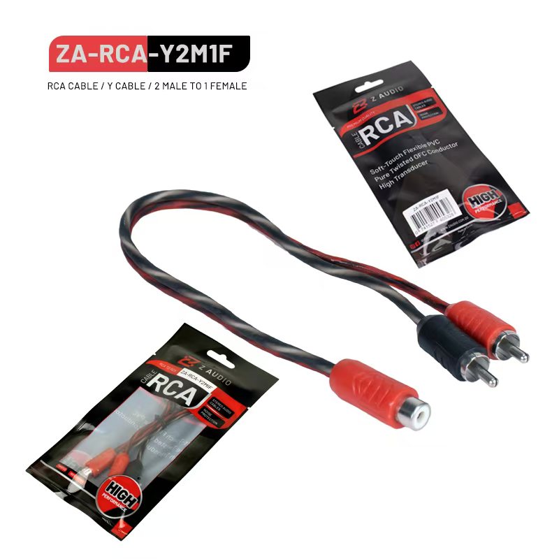 CABLE TIPO Y | 2 CONECTORES MACHO A 1 HEMBRA | CONDUCTOR OFC (COBRE LIBRE DE OXÍGENO) | REVESTIMIENTO: PVC TRANSPARENTE