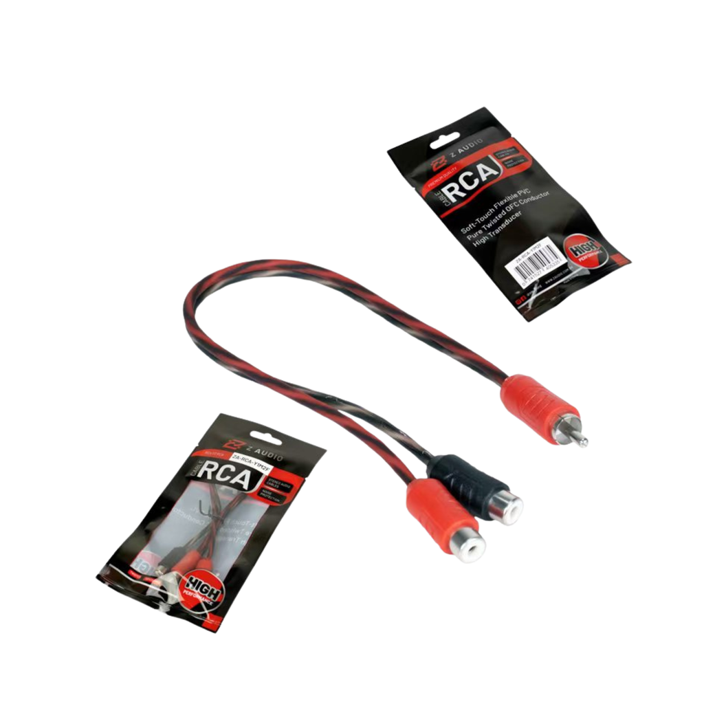 Cable tipo Y | 1 conector macho a 2 conectores hembra | Conductor OFC (Cobre Libre de Oxígeno) Revestimiento: PVC transparente