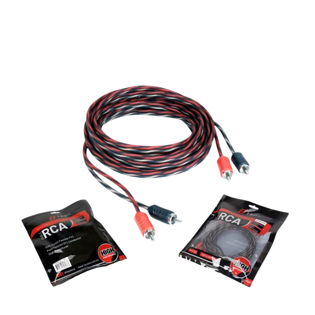 CABLE RCA 2 CANALES | CONDUCTOR OFC (COBRE LIBRE DE OXÍGENO)| REVESTIMIENTO| 12.0 FT | PVC TRANSPARENTE.