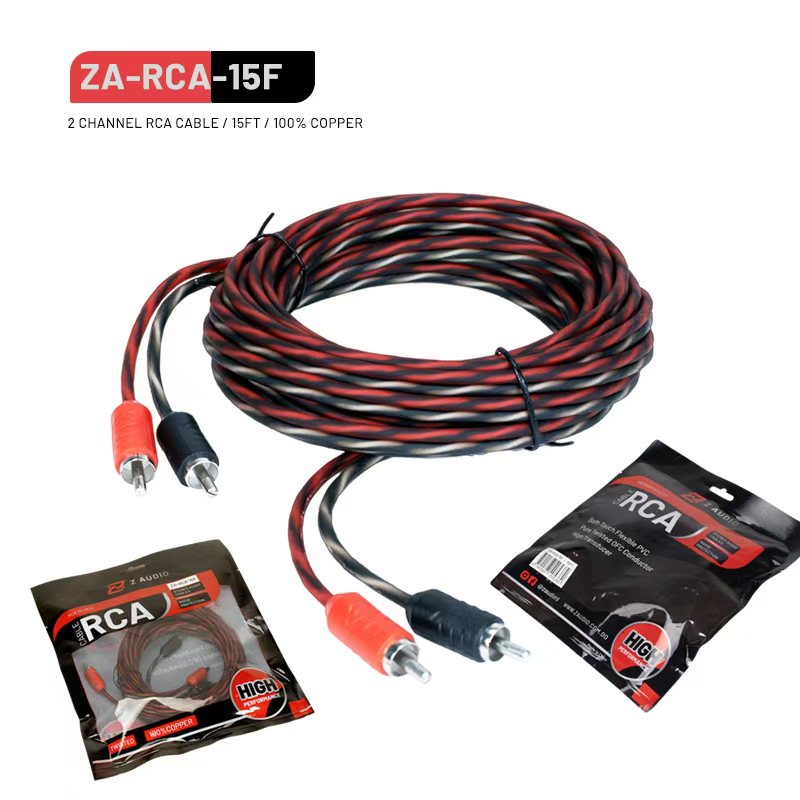 CABLE RCA 2 CANALES | CONDUCTOR OFC (COBRE LIBRE DE OXÍGENO)| REVESTIMIENTO| 15.0 FT | PVC TRANSPARENTE.