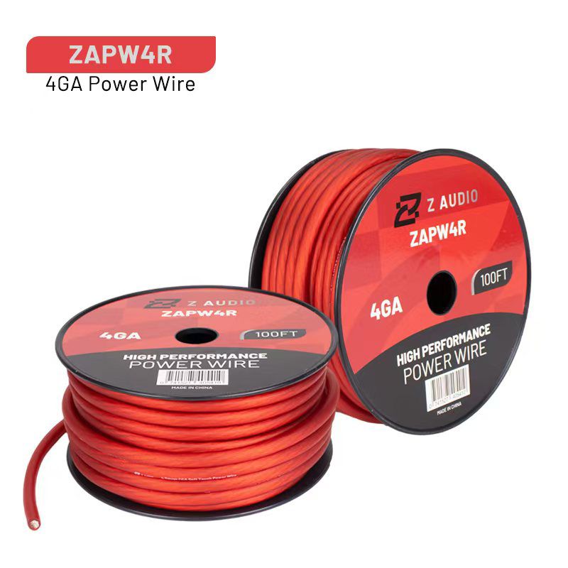 CABLE CALIBRE 4GA | CONDUCTOR CCA (ALUMINIO RECUBIERTO DE COBRE)| REVESTIMIENTO: PVC ROJO |  LONGITUD: 100 PIES"