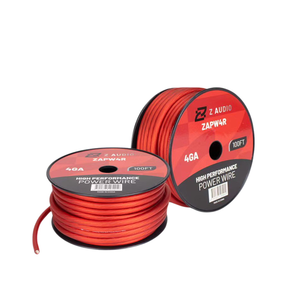 Cable calibre 4GA | Conductor CCA (Aluminio Recubierto de Cobre)| Revestimiento: PVC rojo |  Longitud: 100 pies"
