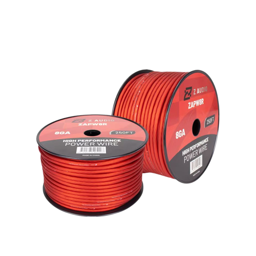 Cable calibre 8GA | Conductor CCA (Aluminio Recubierto de Cobre)| Revestimiento: PVC rojo |  Longitud: 250 pies"