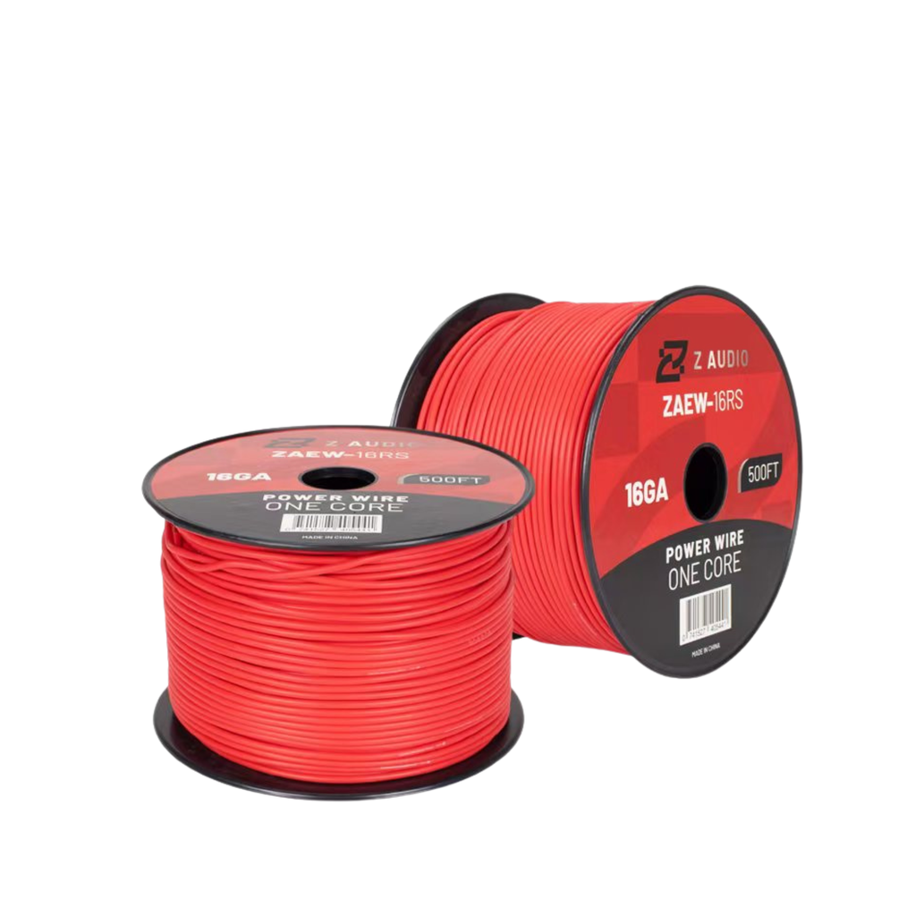 Cable 16GA | Conductor CCA (Aluminio Recubierto de Cobre)| Revestimiento: PVC rojo |  Longitud: 500 pies.