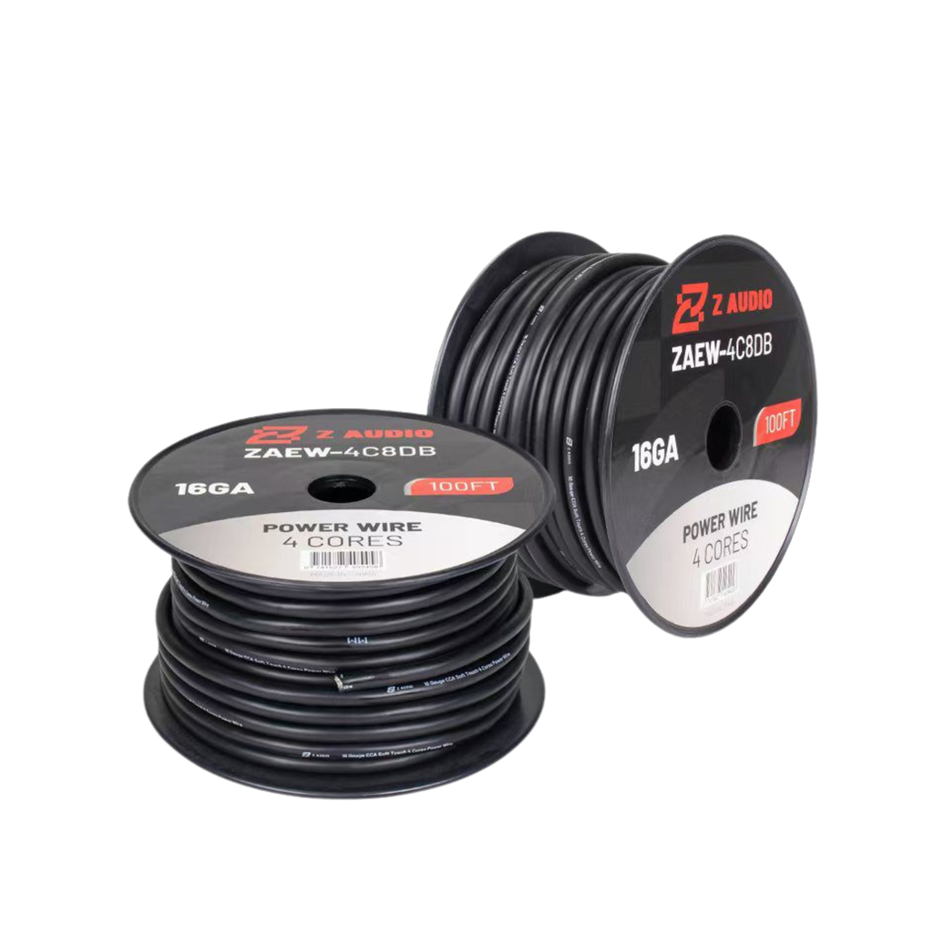 CABLE ALIMENTACIÓN 4 VÍAS| CONDUCTOR CCA (ALUMINIO RECUBIERTO DE COBRE)| REVESTIMIENTO: PVC NEGRO |  LONGITUD: 100 PIES.