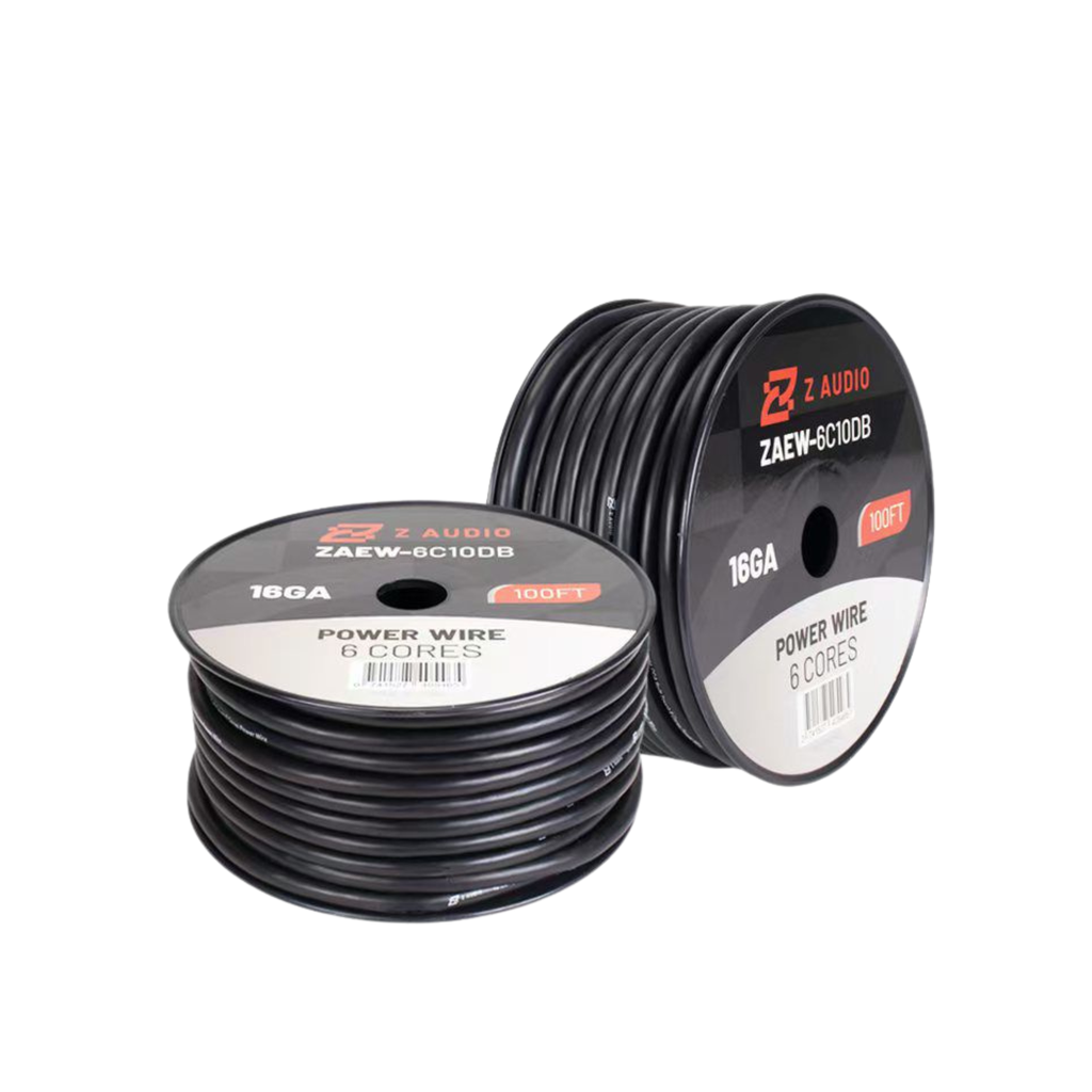 CABLE ALIMENTACIÓN 6 VÍAS| CONDUCTOR CCA (ALUMINIO RECUBIERTO DE COBRE)| REVESTIMIENTO: PVC NEGRO |  LONGITUD: 100 PIES.