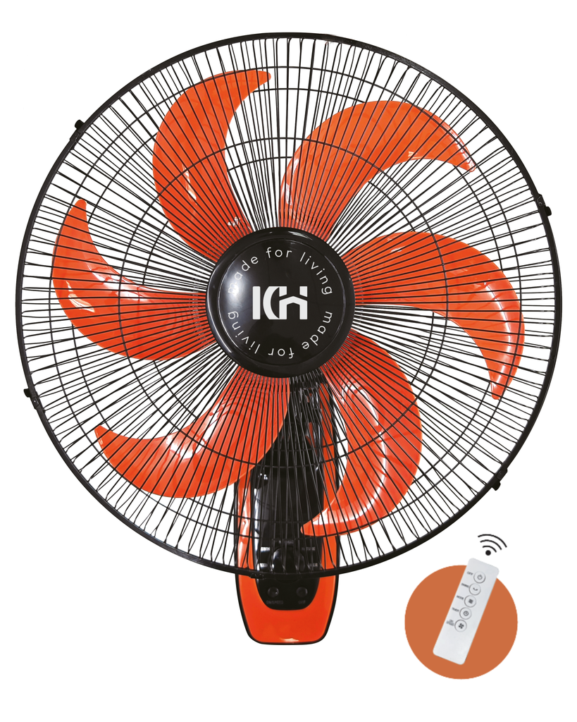 ABANICO DE PARED 18",CONTROL REMOTO110V/60HZ, 3 VELOCIDADES,COBRE, COLOR NARANJA+NEGRO,KOOL.
