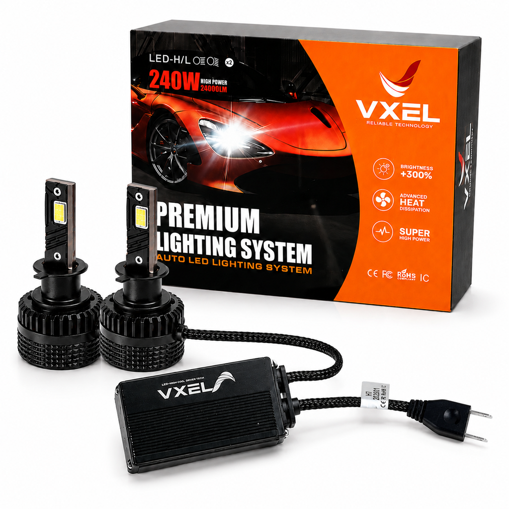 BOMBILLO LED MODELO H7, 6000K, 240 WATTS, VXEL.