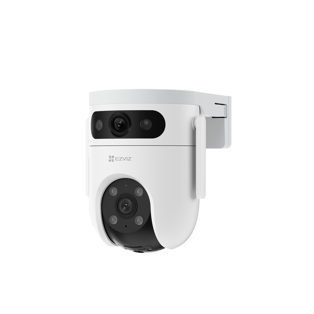 CÁMARA EXTERIOR PTZ, 5MP C/U (3K), LENTE DUAL, WIFI LENTE 2.8+6MM, LENTE PANORÁMICO Y GIRO DE 360°,H.265, ADMITE TARJETA MICROSD HASTA 512 GB.
